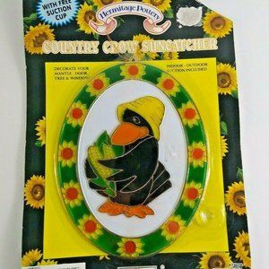 Vintage Country Crow Sunflower Suncatcher NEW